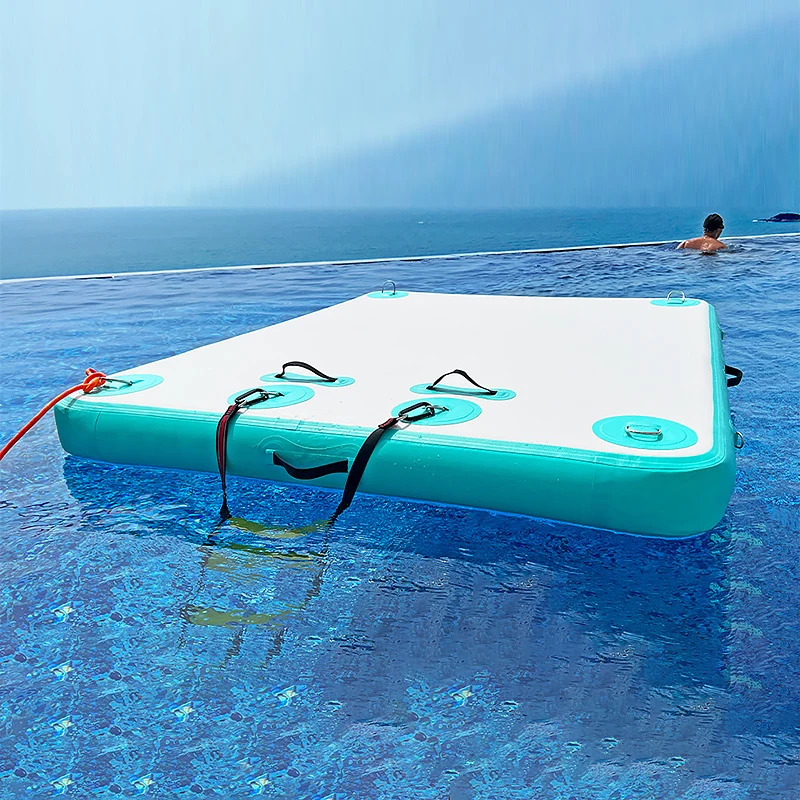 Custom Size Color Wholesale Drop Stitch Inflatable Water Floating Dock Platform with Ladder For Lake Sea Pool Water Leisure