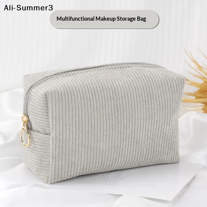 【Au】【W11】Travel Toiletry Bag Sanitary Pad Pouch Cute Corduroy Cosmetic Storage Pouch Women Small Makeup Bag Cable Case
