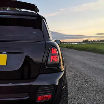 適用於 Mini Cooper R56 R57 R58 R59 LCI 2011-2015 的全 LED 尾燈,JCW 英國國旗風格,帶紅色透鏡,LED 煞車燈轉向燈 8 最佳銷售 迷你R56尾燈 - №1