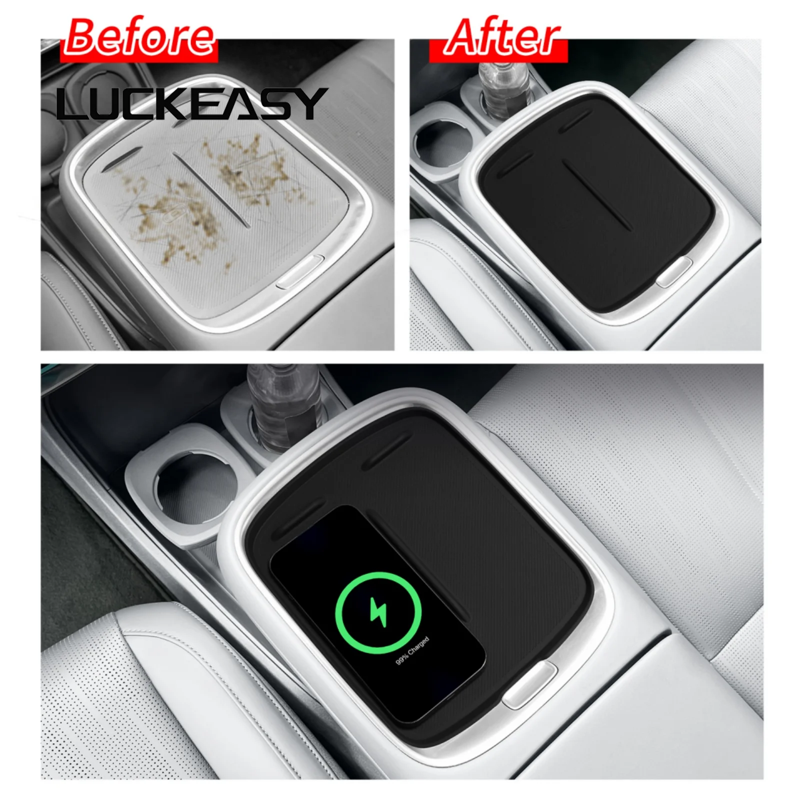 LUCKEASY LHD for Leapmotor B10 2025 2026  Silicone Car Anti Dirt Pad Mobile Wireless Charging Anti-Slip Mats Accessories