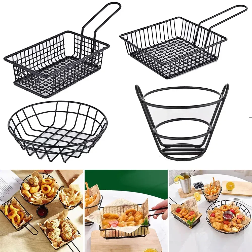 French Fries Basket Snack Bucket Fried Chicken Chip Storage Basket Food Frying Basket Oil Strainer Tableware Container