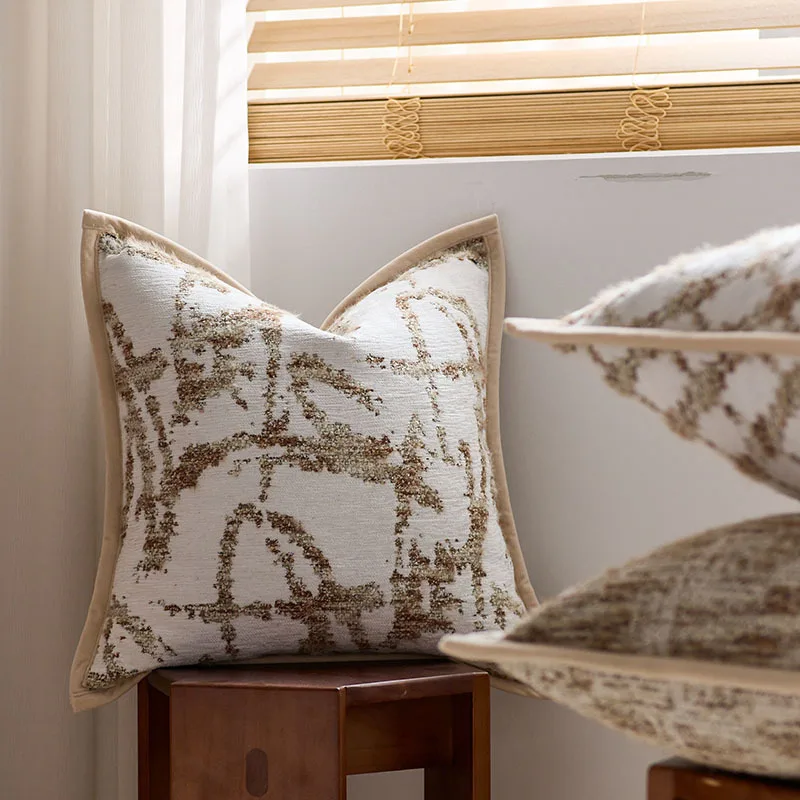 Khaki Pillows French Style Geometric Cushion Case Luxury Square Decorative Pillow Cover For Sofa Chair Home Decorations