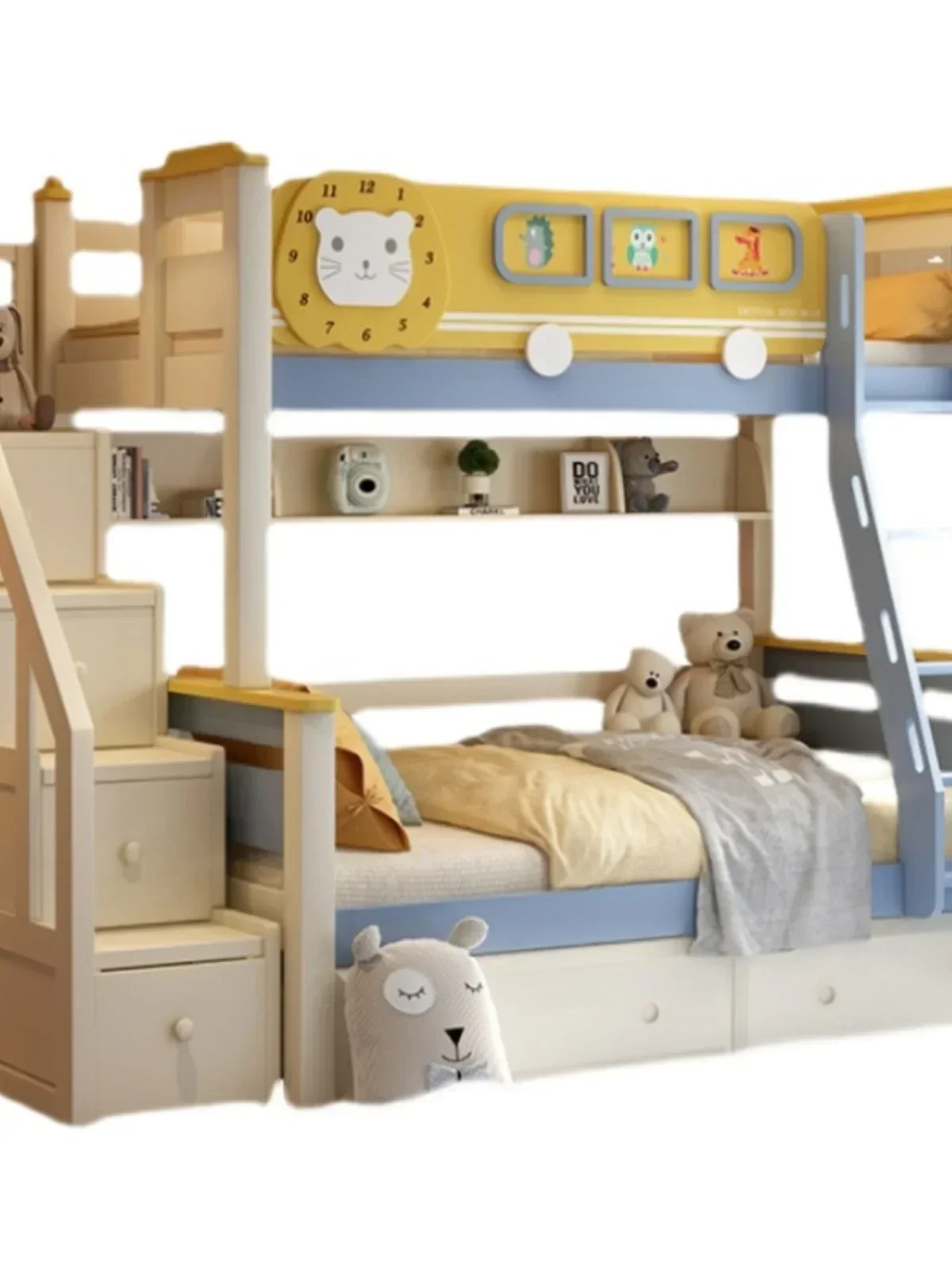 cross-border  items bunk  Small apartment mother and child  Modern simple boys and girls pull-out beds Solid wood high and low