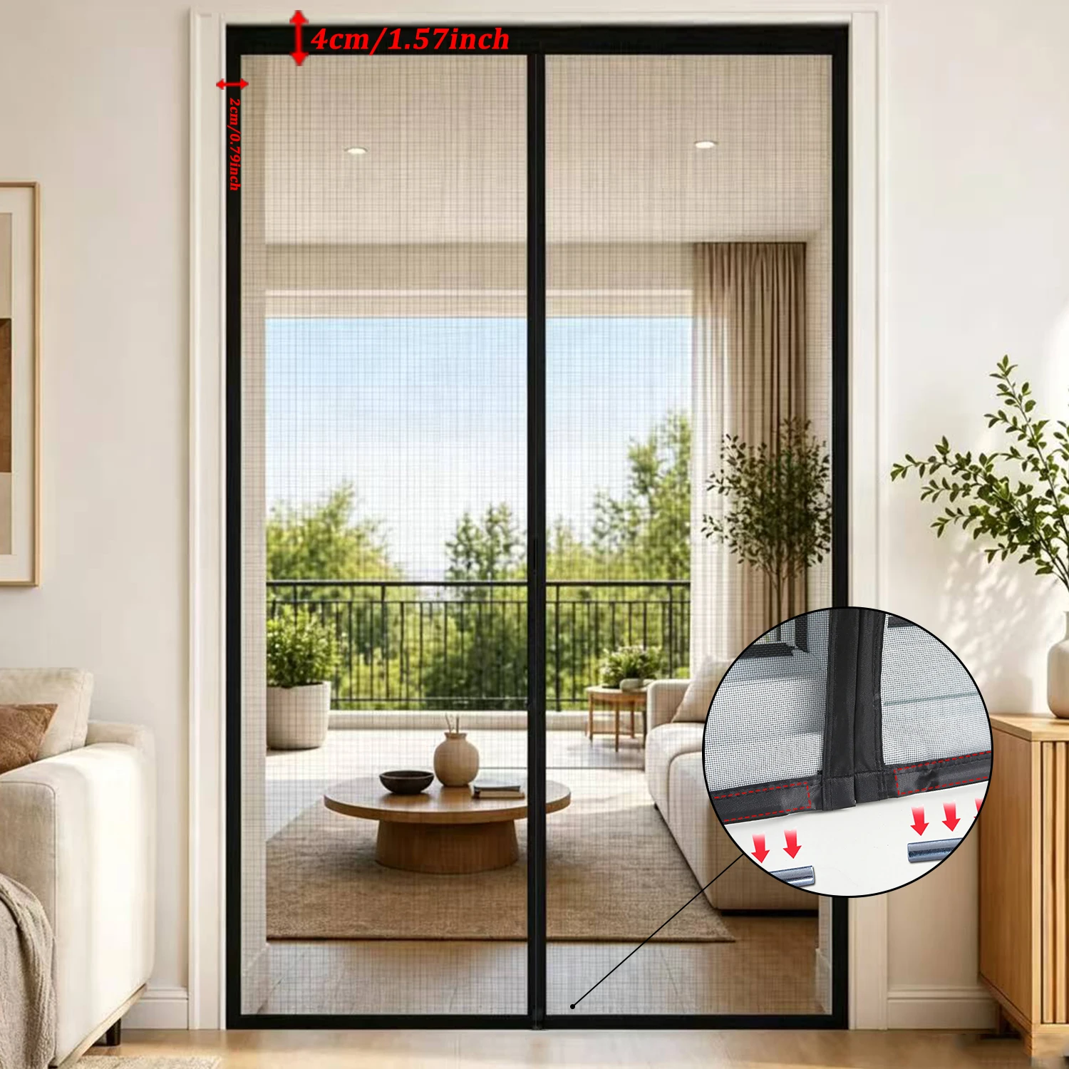 Magneticscreendoor hands-free no punching insect proof mosquito net partition silent doorcurtain living room bedroom ventilation