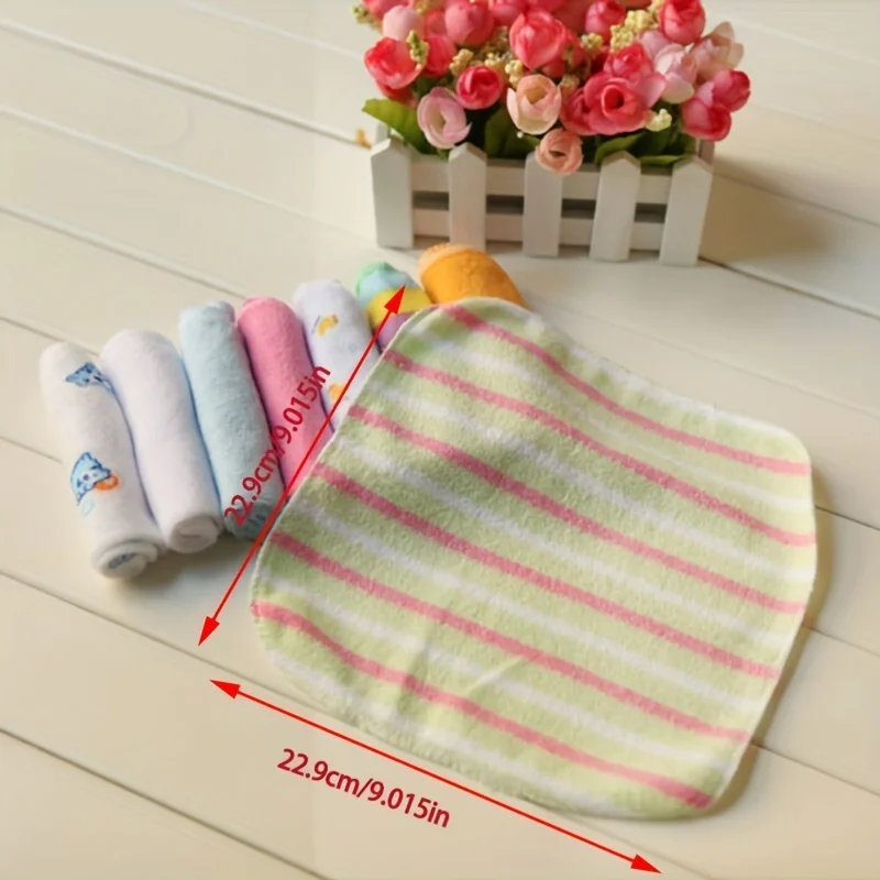 8PCS Baby Washcloths Set, Soft Absorbent Organic Cotton Washable Saliva Towel Face Wipes, Newborn Bath Face Towel Random Color