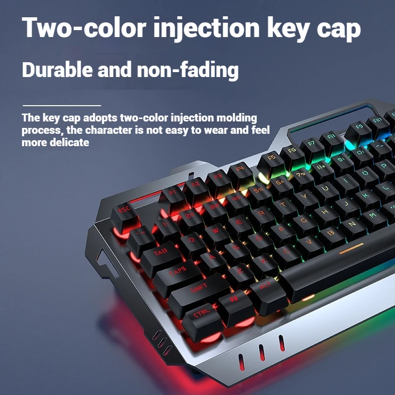 Gx810 Wireless Game Keyboard 104 Keys Metal Panel Long Battery Life Multi-Function Knob Cool Backlight Effect Game Office Home