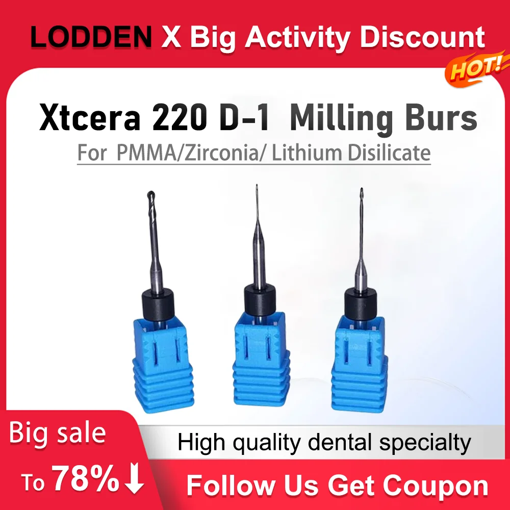 

Xtcera 220 D-1 Dental Milling Burs for Zirconia Diamond Pmma Resin Glass-ceramics Dental Material CAD CAM Dental Lab Cutter Tool