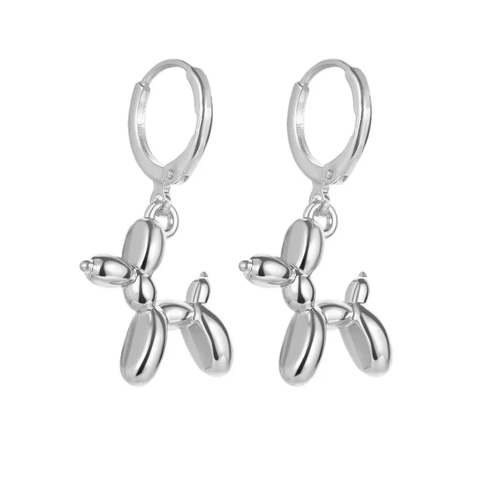 Creative Mini Balloon Dog Pendant Hoop Earrings for Women Korean Fashion Lovely Cartoon Dog Funny Earring Egirls Jewelry Gift view 5