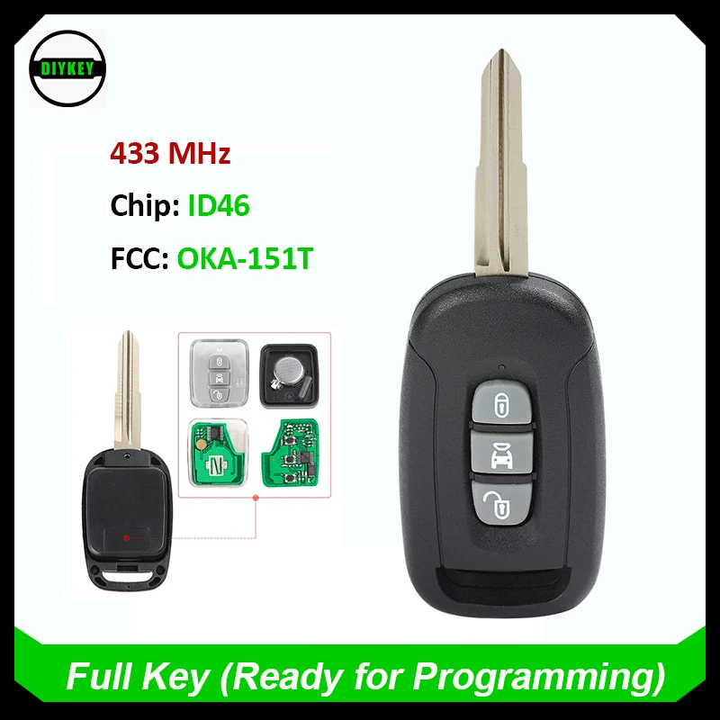 DIYKEY Chiave telecomando a 3 pulsanti per Chevrolet/Holden 5 7 Captiva 2008 2009 2010 2012 2013 FCC: OKA-150T / OKA-151T