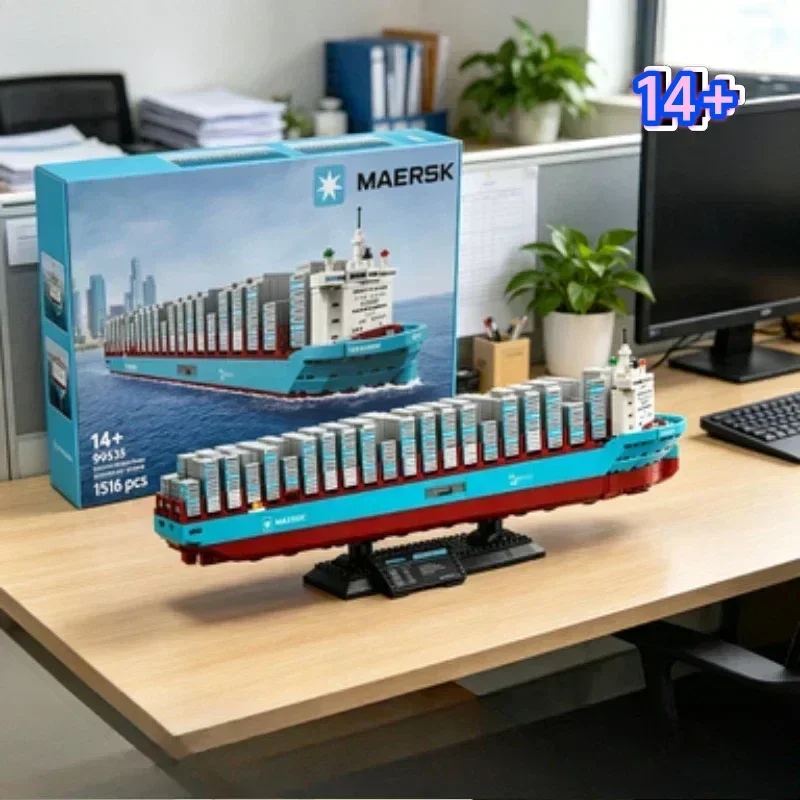 Conjunto de Blocos de Montar Bandai Instant 40955 Maersk Container Ship Architecture, Coleção Premium Design Home, compatível com blocos LEGO.