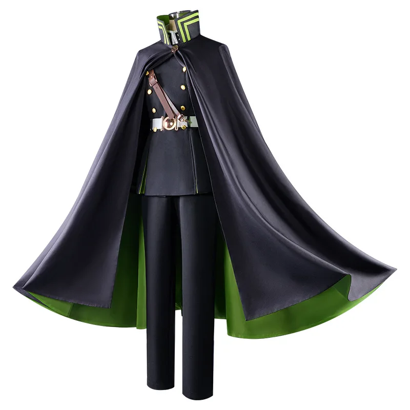 Disfraz de Cosplay de Seraph of the End - Uniforme de Anime de Yuichiro y Mika Hyakuya con Capa Extralarga, Traje para Halloween y Carnaval
