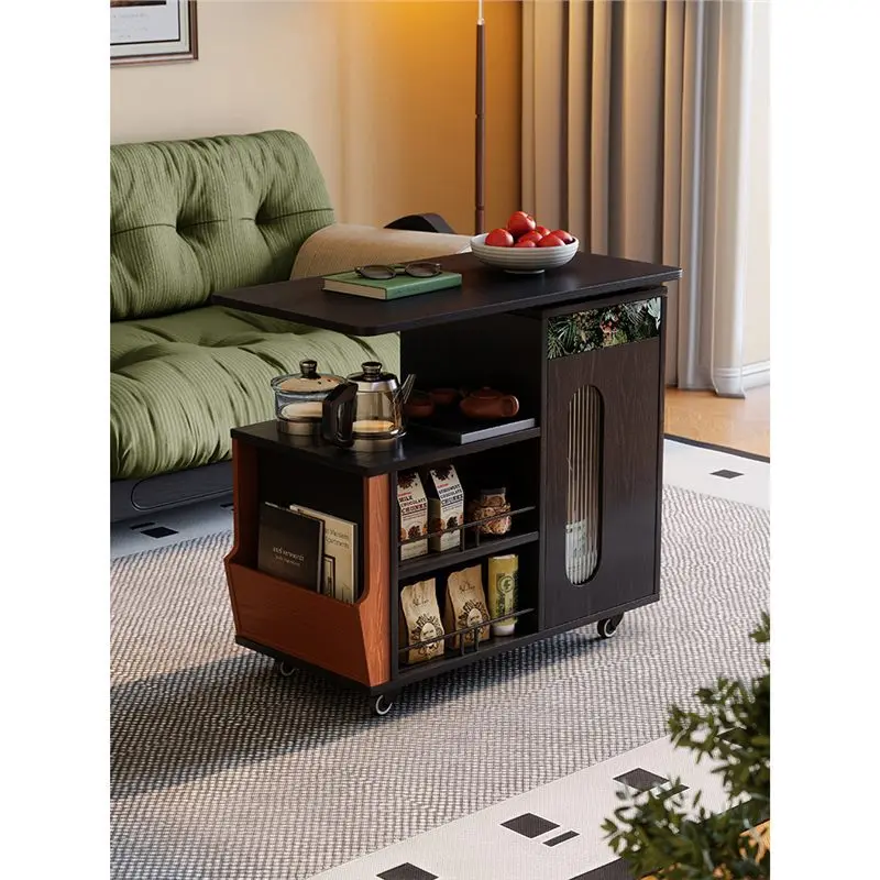

French, retro, living room, sofa, side cabinet, mobile, tea cabinet, medieval style, ash wood cart, coffee table