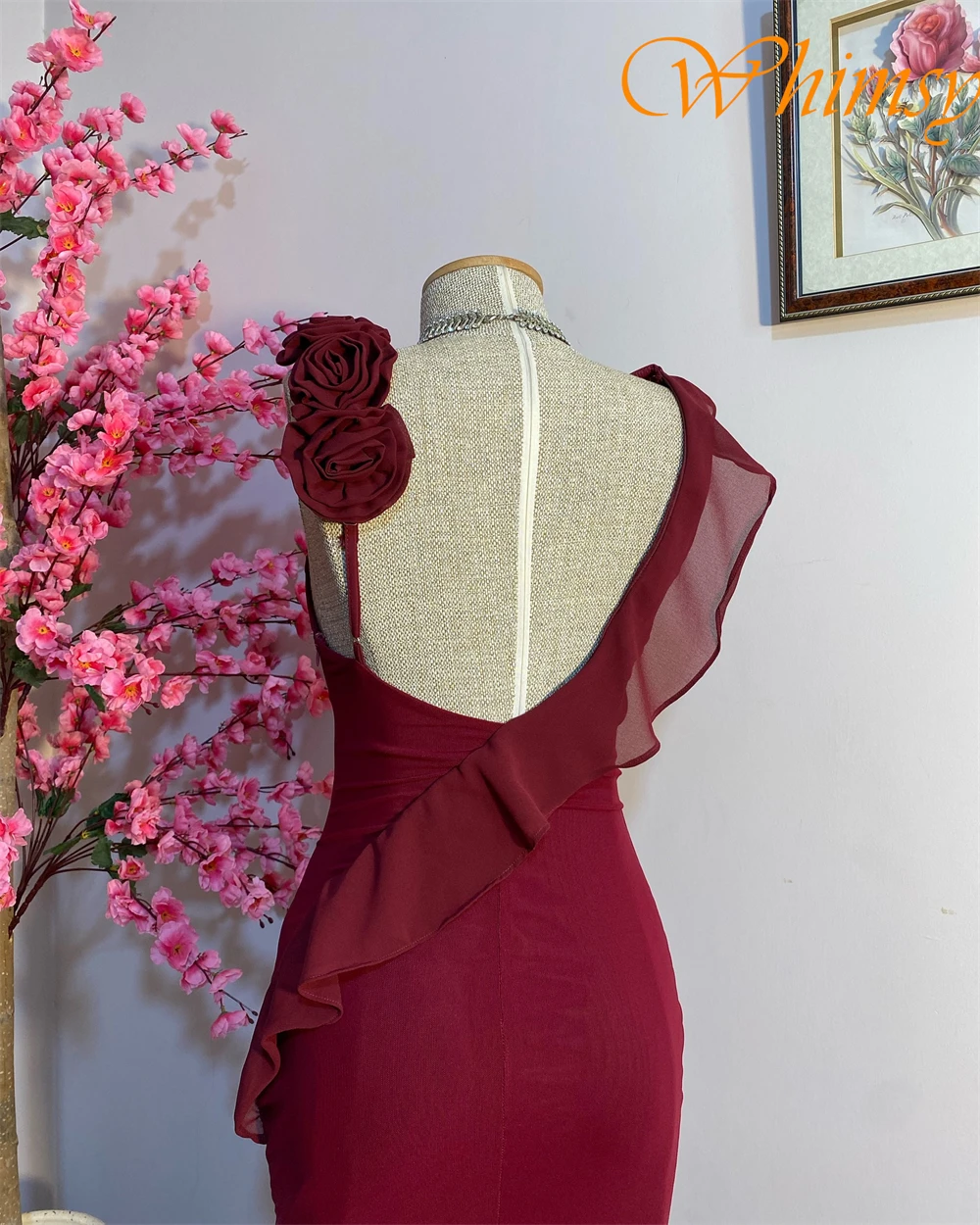 Customized Elegant One Shoulder Sleeveless Evening Dress High Quality Chiffon Prom Dresses Temperament Flowers Party Gowns