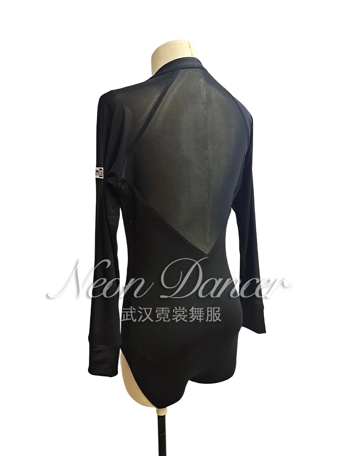 네온 댄서 남성용 라틴 댄스웨어 라틴 대회복 딥 브이넥 긴팔 탑 라틴 댄스 연습복