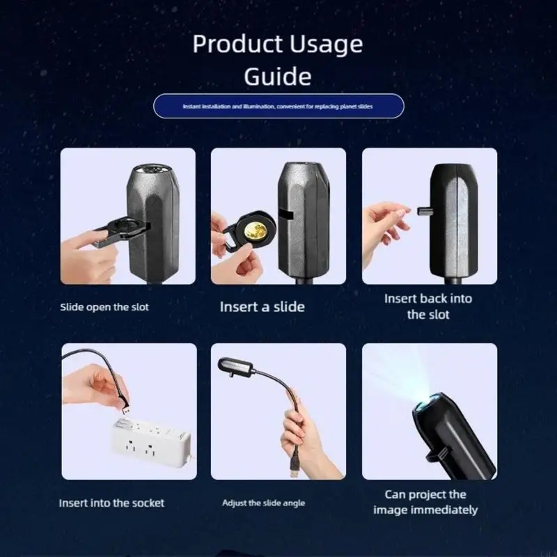 Lámpara noche proyección planeta U4LA USB Luz proyección directa 360 ​​grados lámpara proyector planeta LED