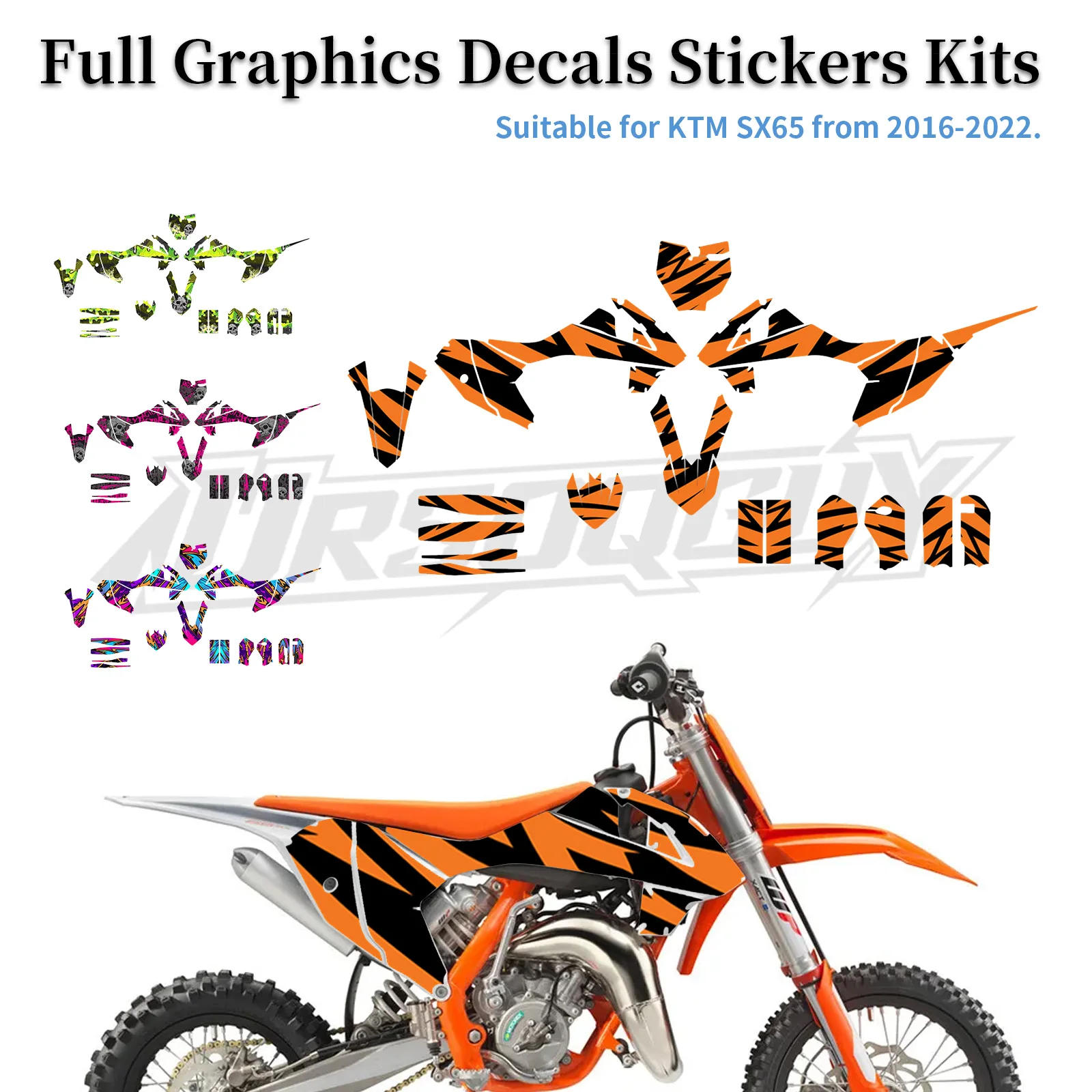 Full Set Off-Road Body Decals Graphics Kit for KTM SX65 2016-2022 Waterproof UV Durable Anti-Scratch