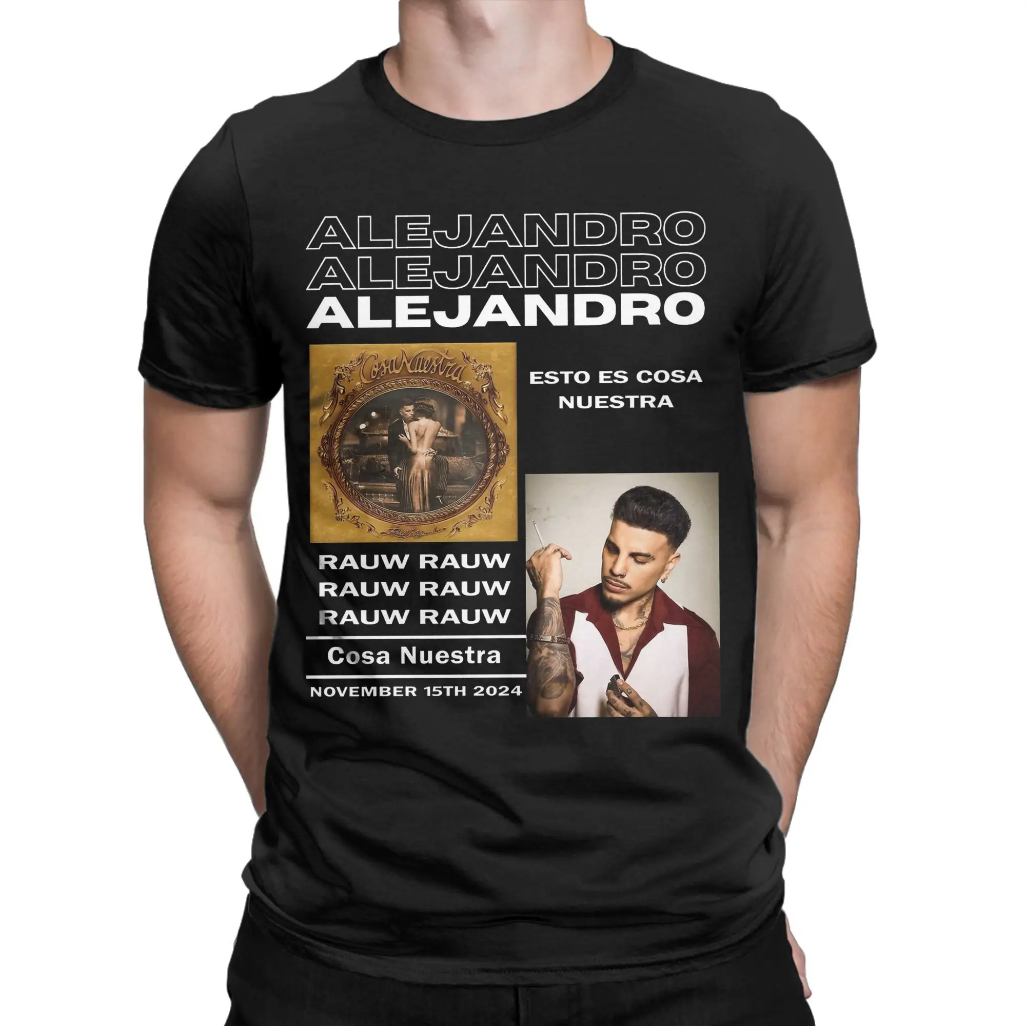 

Футболка Rauw Alejandro для мужчин, новинка из 100% хлопка, футболка с круглым воротником, одежда с короткими рукавами, идея подарка