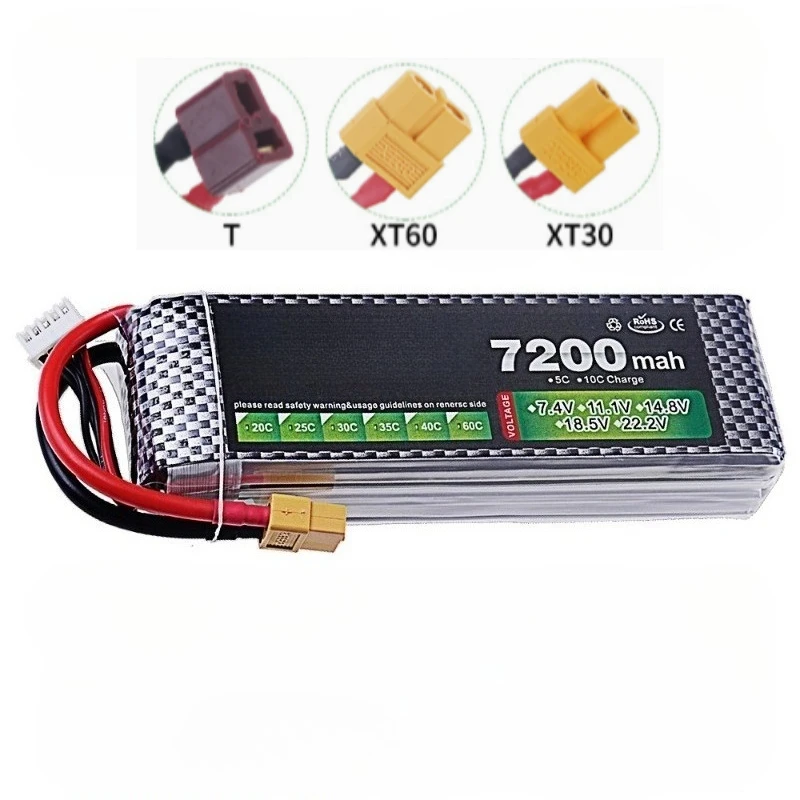 New 14.8V 7200MAH 30C Polymer Lithium Battery for 4S Batteries for Remote Controlled Models and Cars High Quality Battery