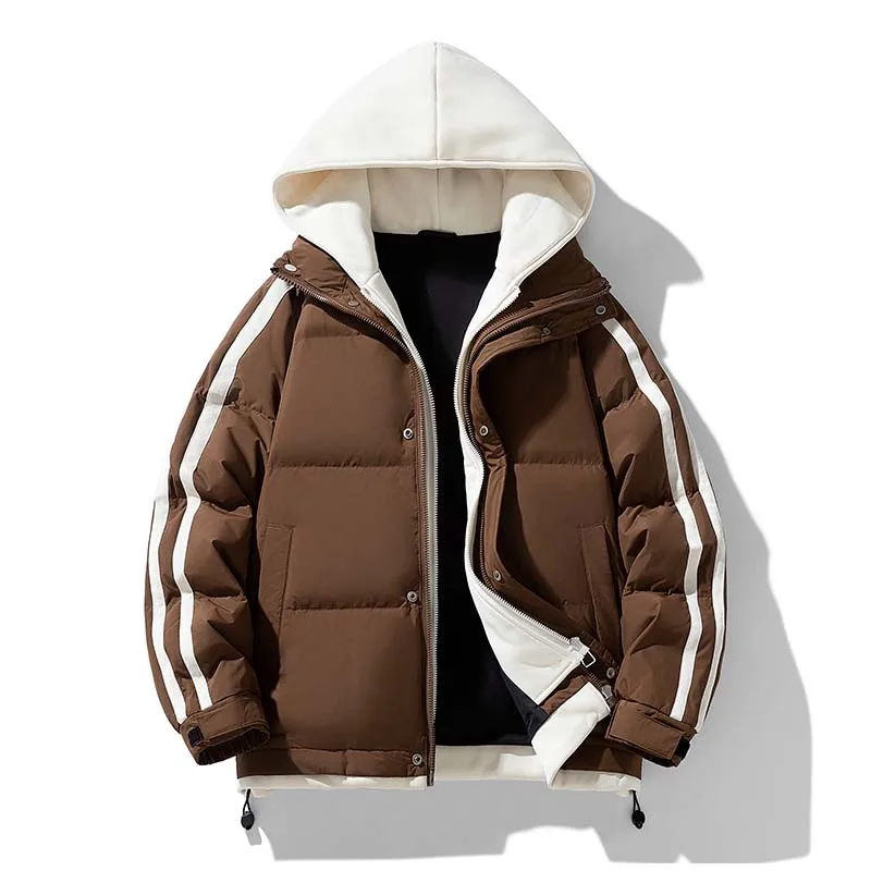 

Модная зимняя мужская куртка с капюшоном, пуховик, дизайнерская модель, рабочая одежда, полиэстер, большие размеры, белый пух