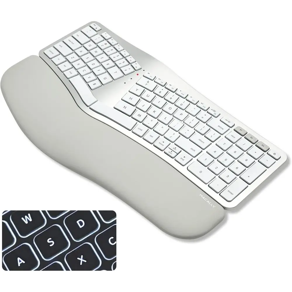 Ergonomic Wireless Split Keyboard with Backlit 100-Key Layout for Carpal Tunnel Relief and Comfortable Typing