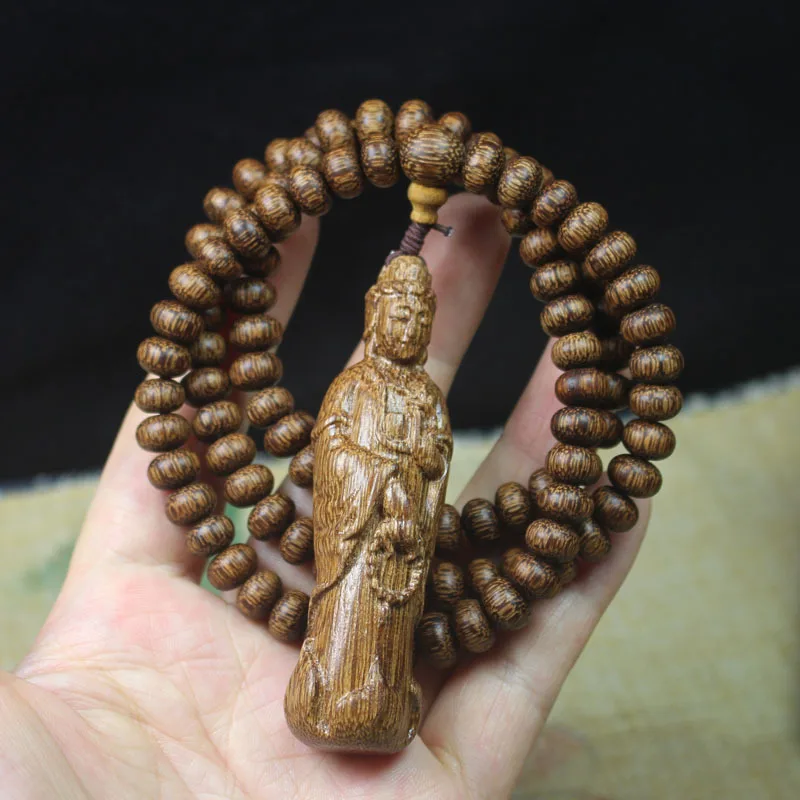 Factory Wholesale Eaglewood Avalokitesvara Pendant Bracelet108Piece Avalokitesvara Pendant Beads Bracelet Men's and Women's Rosa