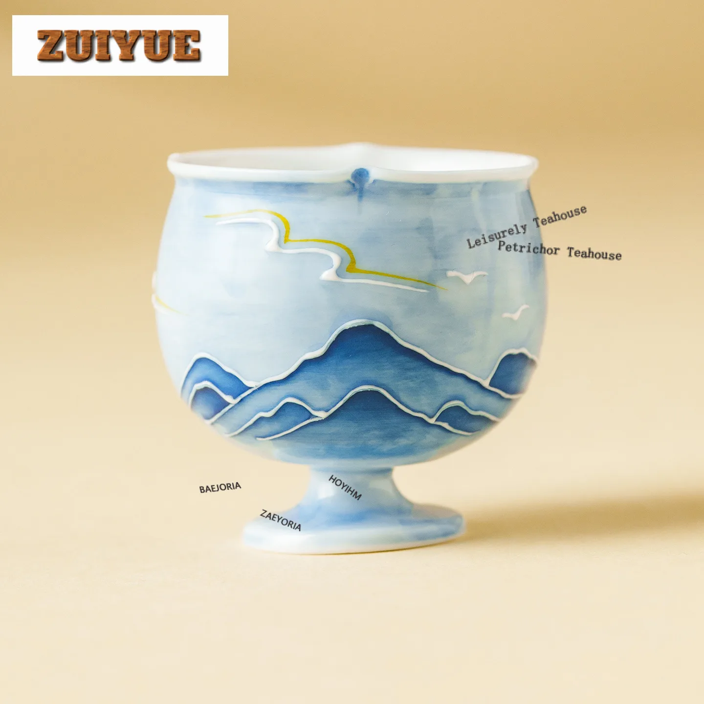 50ml Hand Painted Blue Sky Mount Teacup Elegant Tea Bowl Single Cups Tea-tasting Fragrance Cup Chazhan Master Cups Teaset