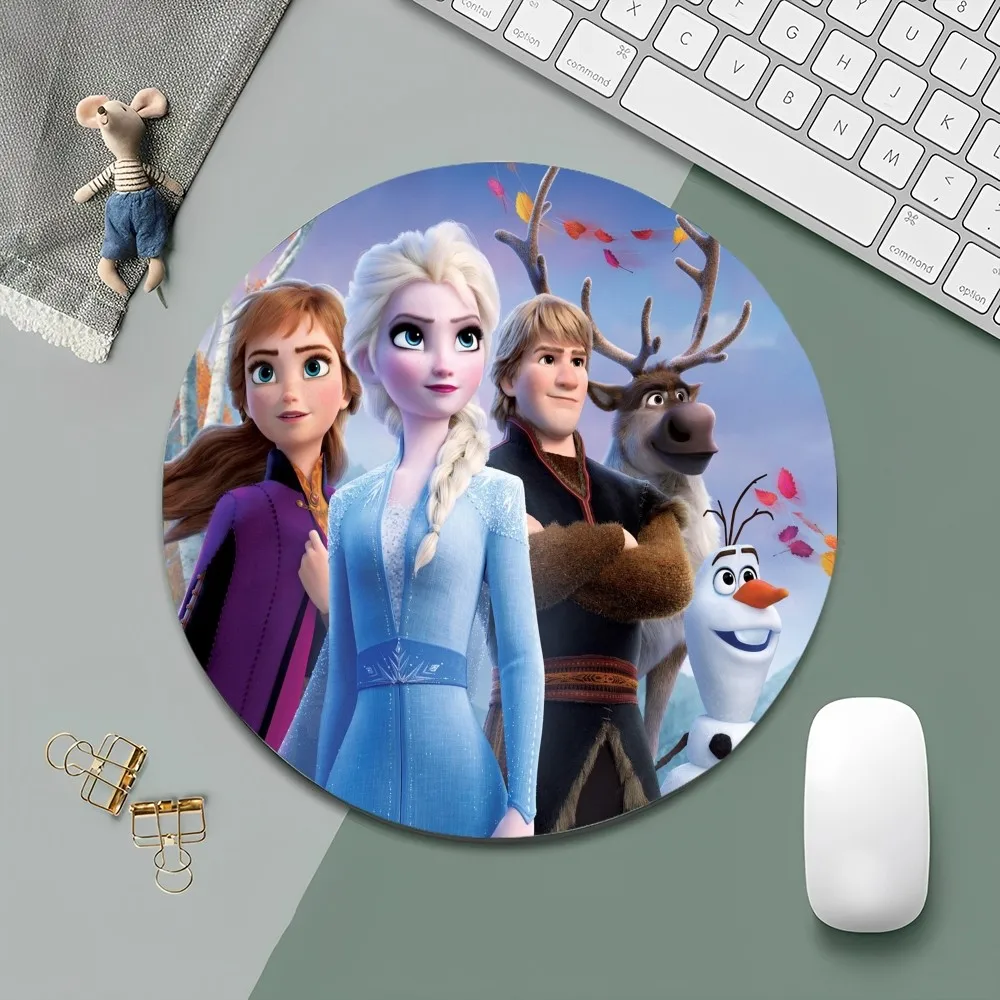 Disney Frozen Mousepad kecil meja bundar alas meja lucu Aksesori Gaming bantalan Mouse untuk PC Gamer Mousemat