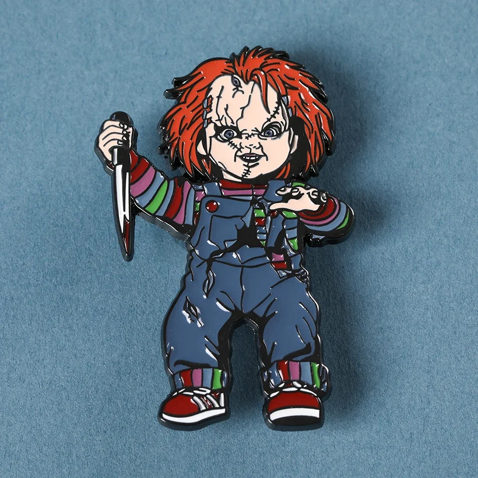 Set Child's Play Chucky Horror Film Metal Enamel Brooch Collect Figure Pin for Gift