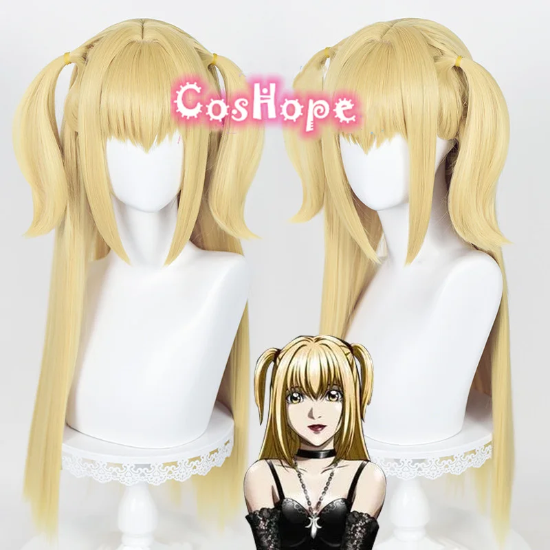 Misa Amane Cosplay Wig Women 70cm Long Golden Wig Cosplay Anime Cosplay Wig Heat Resistant Synthetic Wigs