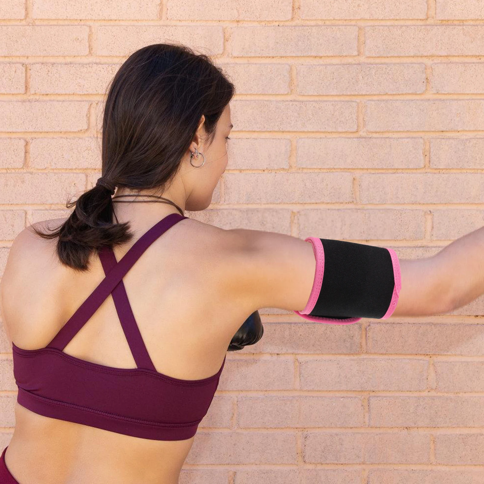 

1 Pair Thin Arm Bands for Workout Fitness Armlets Adjustable Arm Sleeve Sauna Bands Light Weight Pink Color Bodybuilding