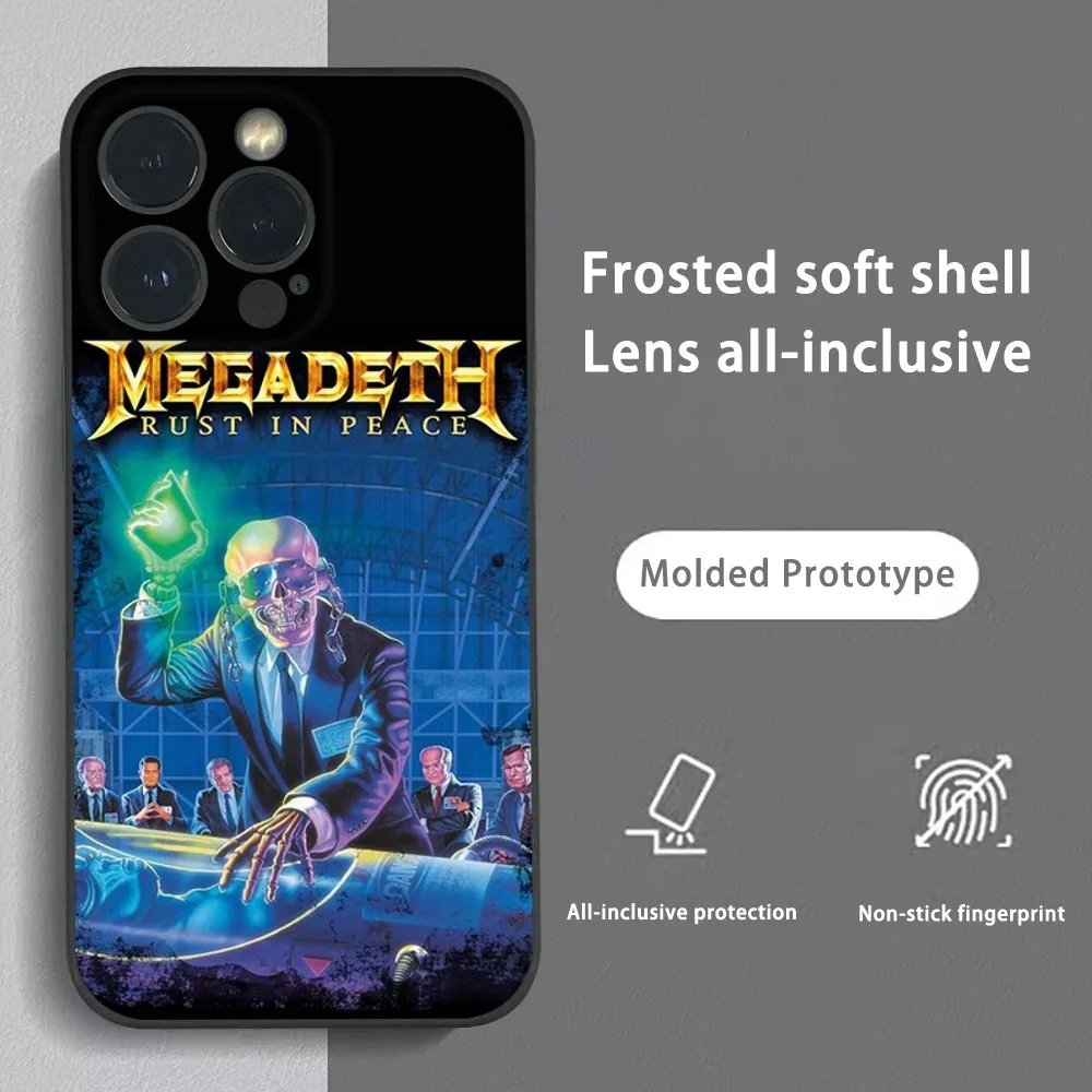 

Rock M-Megadeth Music Phone Case For iPhone 16 15 14 13 12 11 Pro Max Plus Mini Frosted Soft Shell Funda