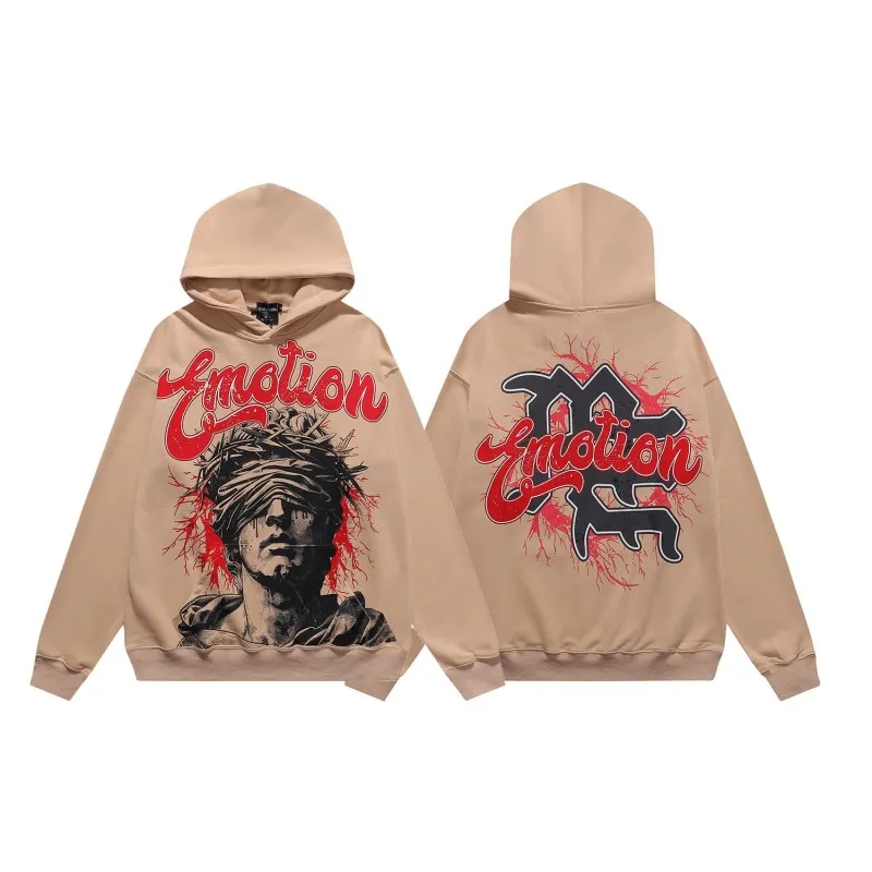 

Толстовка с капюшоном High Amage с принтом из страз, повседневная, удобная, хлопковая, с длинными рукавами, на молнии, в уличном стиле