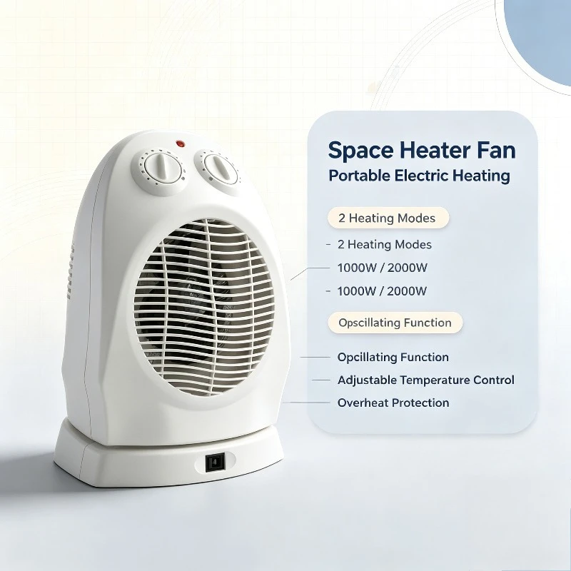 Oscillating Electric Heater 1000W & 2000W Two Gear Portable Hot Air Fan Desktop Space Heating Equipment For Indoor Room