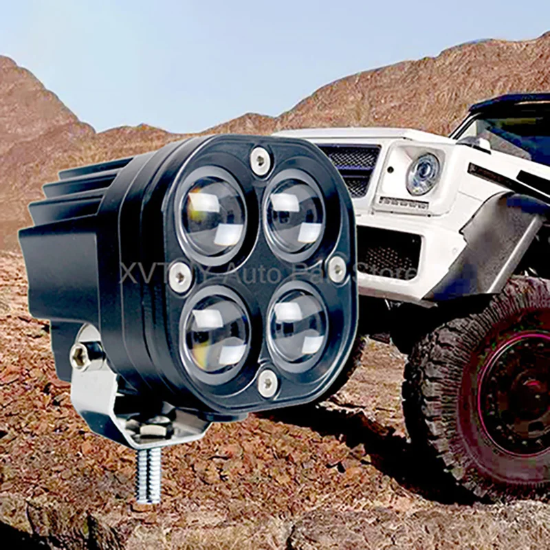 

80W LED Car Headlight Offroad Work Light Modified Motorcycle Car Accessory Dual Color Aluminum Shell Stainless Steel Bracket