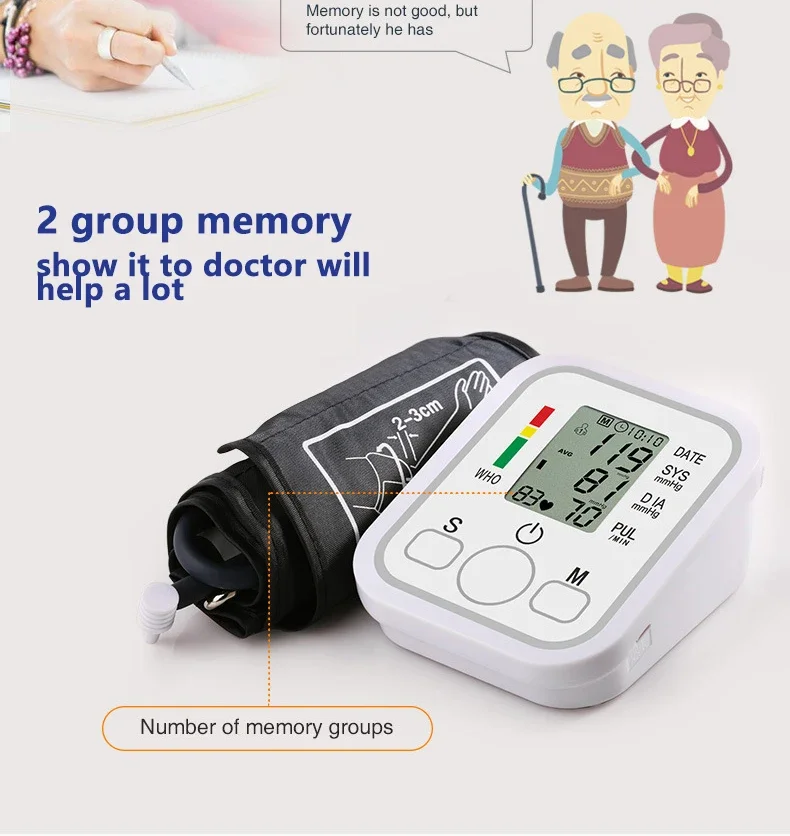 Saint Health LCD Basic Model No Voice Digital Arm Blood Pressure Monitor BP Sphygmomanometer Pressure Gauge Meter Tonometer