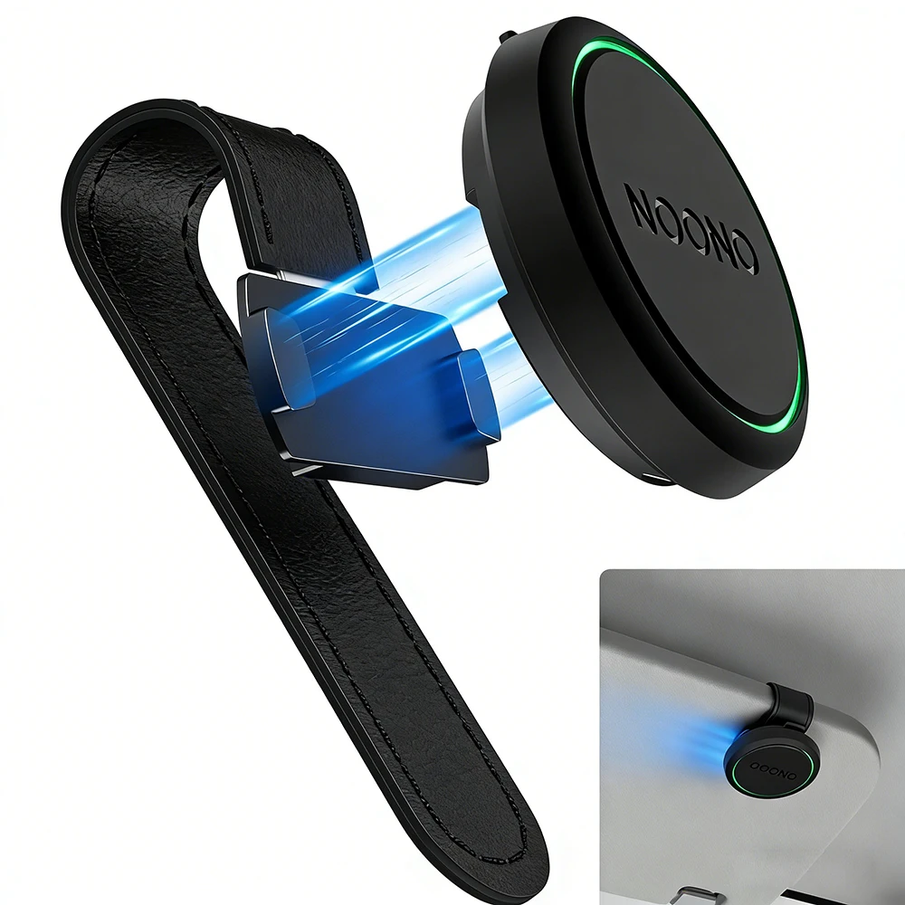 Car Sun Visor Mount for OOONO CO-Driver NO2, Premium Leather Holder