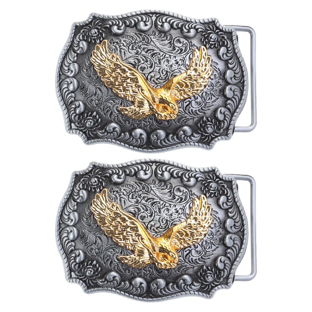 2 Pcs Eagle Belt Buckle Simple Jeans Waist Men Fastener Belts for Clothes Accessory Shrink Replace