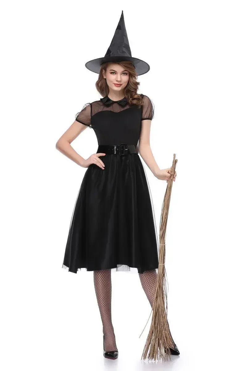 M-3XL Halloween Carnival Party Black Witch Costume Spellcaster Costumes For Women Adult Adulto Fantasia Dresses