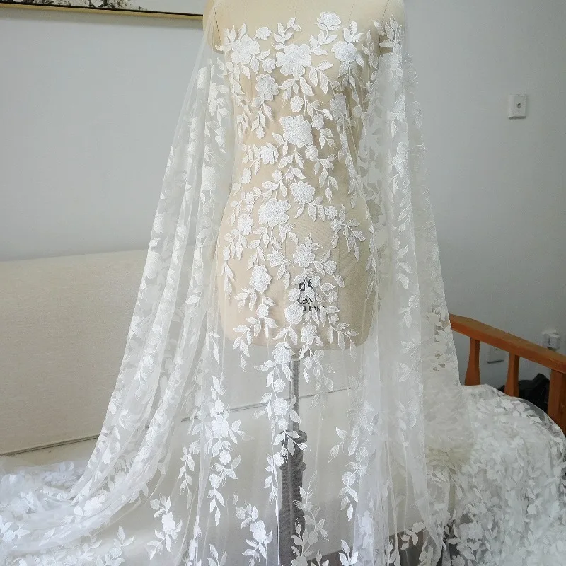 New High-quality Leaf Flower Embroidery Lace Decal Fabric Handmade DIY Dress, Clothing Wedding Dress Decoration, Accessories