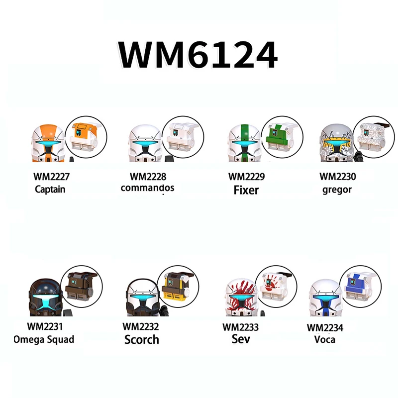 

WM6124 Строительные блоки, 8 шт./компл., Captain Commandos Fixer Brick Figure gregor Omega Squad Scorch Sev Voca, мини-соблазнительные игрушки