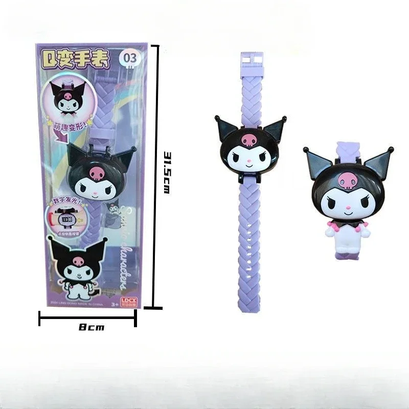 Sanrio My Melody Kuromi Transformer Watch Anime Character Cinnamoroll Modeling Accessories Kawaii Children\'s Toy Girl Gift