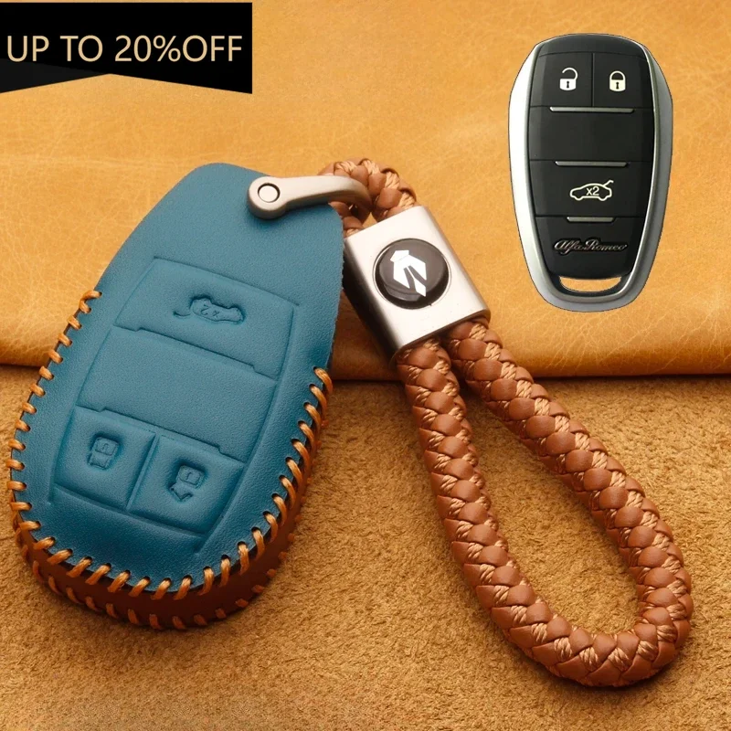 

Кожаный чехол для ключей для Alfa Romeo giulia stelvio, мужской и женский эксклюзивный полный брелок для ключей