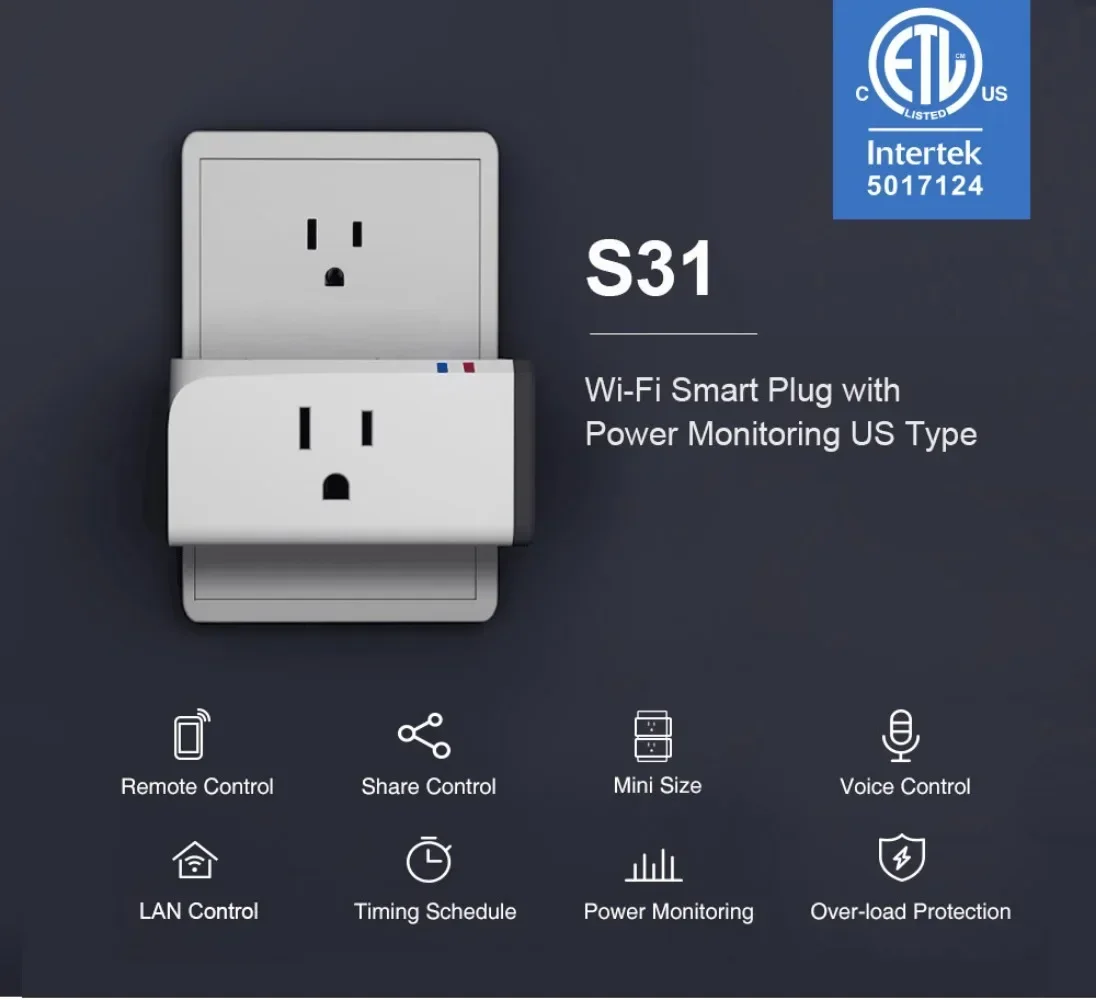 Remote Control Wifi Wireless Timing Power Detection Socket US Standard Support Alexa S31 Socket Mobile Phone Remote Control