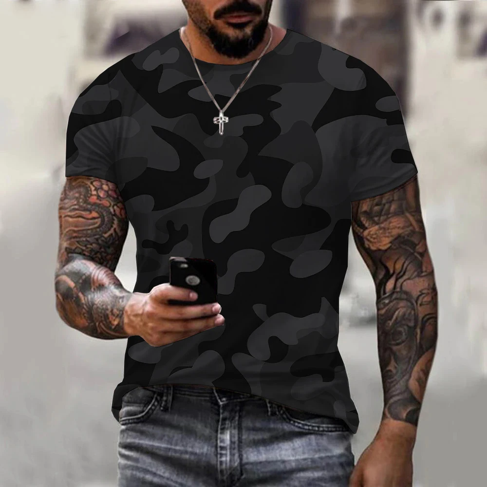 Camouflage 3D Print Summer Men\'s Round Neck T-shirt Casual Short Sleeve Oversized T Shirts Fashion Tee Tops Trend Men Clothing