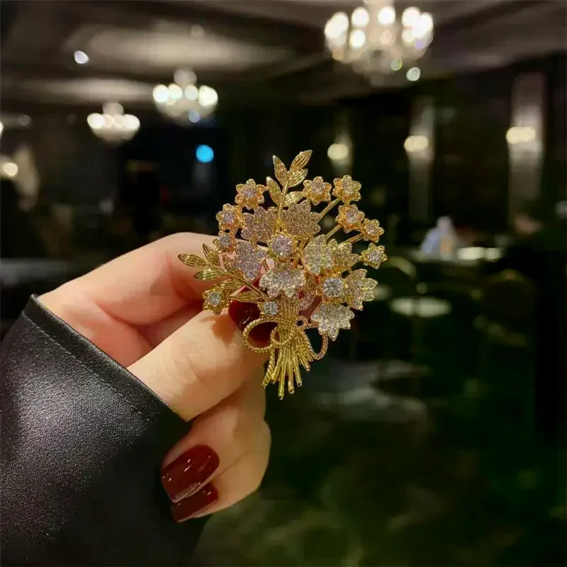 Rhinestone Money Tree Brooch, Sparkly Lucky Plant Lapel Pin Fashion Coat Clothing Jewelry Gifts for Women