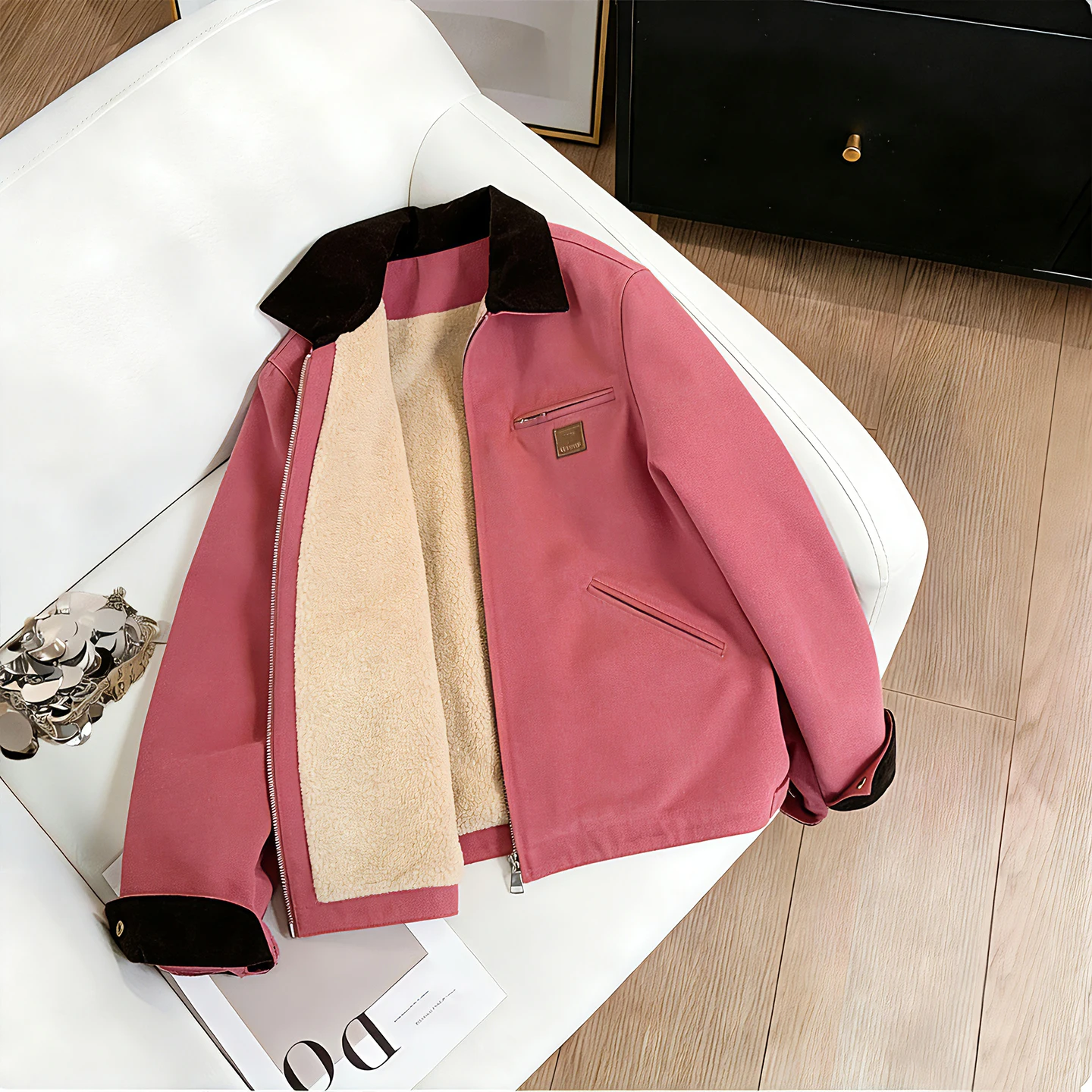 

American High Street Retro Color Blo Collar Workwear Jaet Women's Spring Autumn Sweet Cool Loose Casual Baseball orm