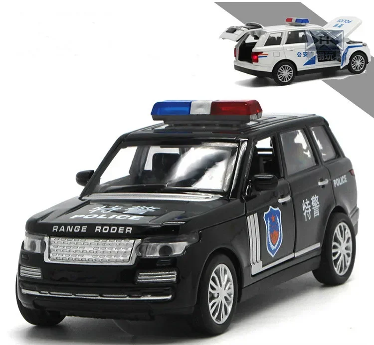 1:32 Rover Range Police Car High Simulation Alloy Car Model Open Door Boy Toy Pull Back Car Model E79