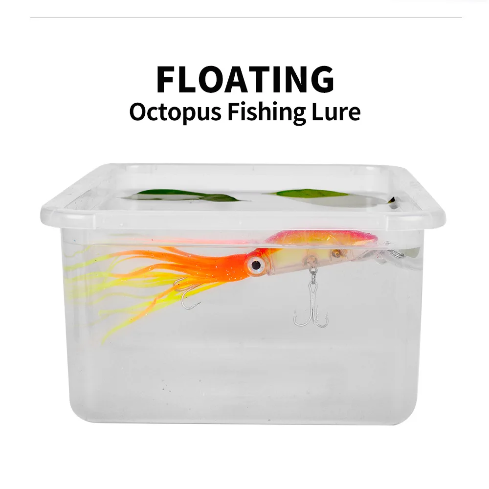 

1pcs Simulation Beard Squid Fishing Lure 10cm 19g Hard Artificial Plastic Octopus Bait 1/0# Treble hook 6 Colors dw310