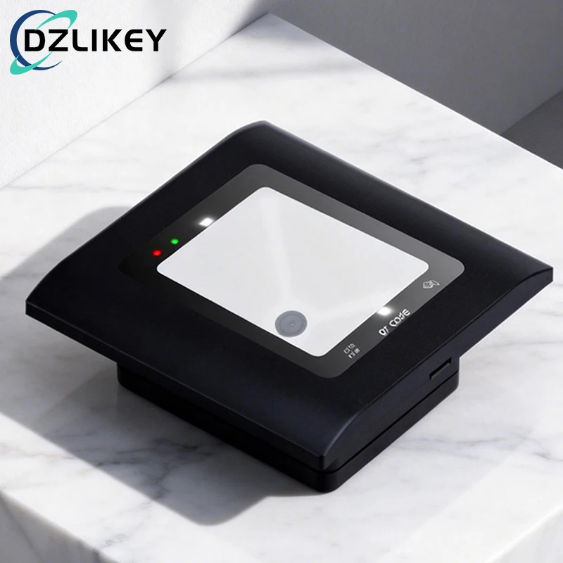Black 86-Type Flush Mount QR Code Reader for Barrier Gate: 13.56Mhz for IC Cards/NFC,Anti-Metal Interference,WG26/34,RS485,RS232