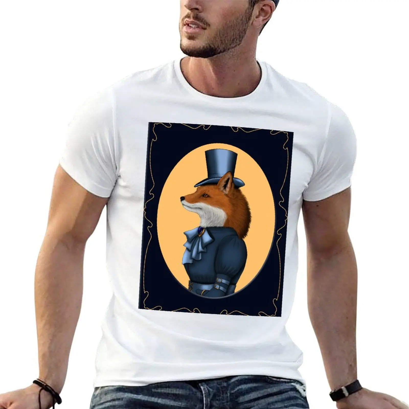 Fox in top hat T-Shirt Christmas Theme Tee Top